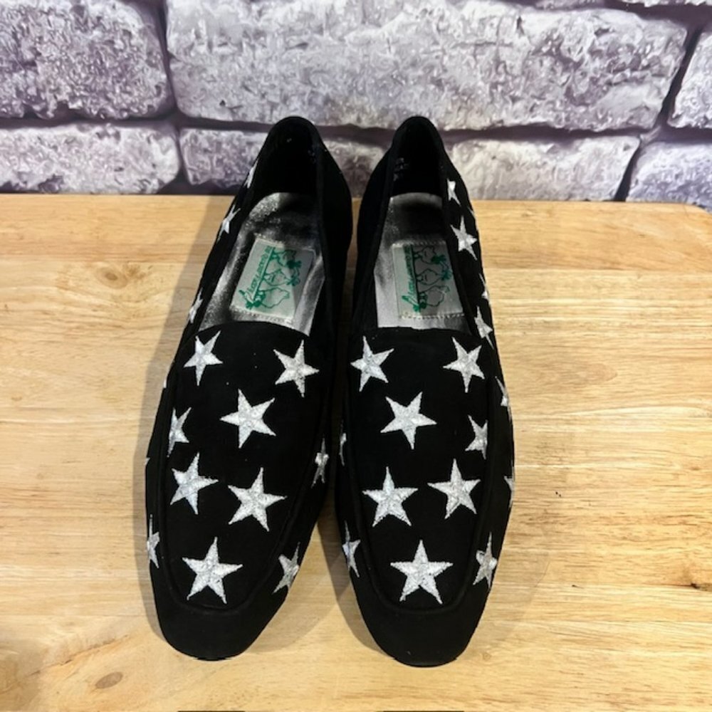 The Quacker Factory NWB Black Suede Slip Shoes W/ Metallic Stars Size 7.5 - Picture 5 of 8
